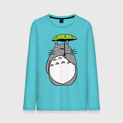 Лонгслив хлопковый мужской Totoro с зонтом цвета бирюзовый — фото 1