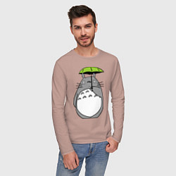 Лонгслив хлопковый мужской Totoro с зонтом, цвет: пыльно-розовый — фото 2