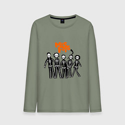 Лонгслив хлопковый мужской Misfits Skeletons, цвет: авокадо