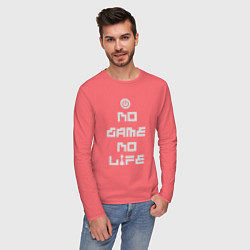 Лонгслив хлопковый мужской No game No life, цвет: коралловый — фото 2