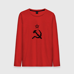 Лонгслив хлопковый мужской СССР: Серп и молот, цвет: красный