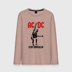 Лонгслив хлопковый мужской AC/DC: Stiff Upper Lip, цвет: пыльно-розовый