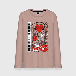 Лонгслив хлопковый мужской Истинный меломан, цвет: пыльно-розовый