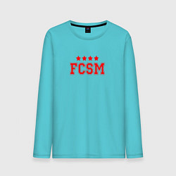 Лонгслив хлопковый мужской FCSM Club цвета бирюзовый — фото 1