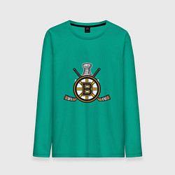 Лонгслив хлопковый мужской Boston Bruins Hockey цвета зеленый — фото 1