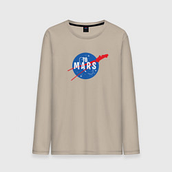 Лонгслив хлопковый мужской Elon Musk: To Mars цвета миндальный — фото 1