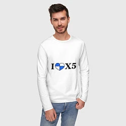 Лонгслив хлопковый мужской I love x5, цвет: белый — фото 2