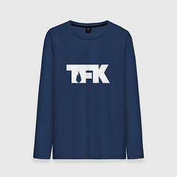 Лонгслив хлопковый мужской TFK: White Logo, цвет: тёмно-синий