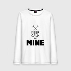 Лонгслив хлопковый мужской Keep Calm & Mine, цвет: белый