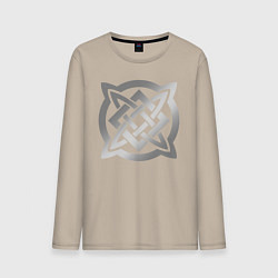 Лонгслив хлопковый мужской Звезда Сварога: серебро, цвет: миндальный