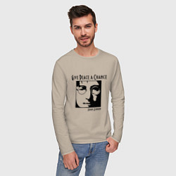 Лонгслив хлопковый мужской Give Peace a Chance, цвет: миндальный — фото 2