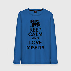 Лонгслив хлопковый мужской Keep Calm & Love Misfits, цвет: синий