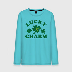 Лонгслив хлопковый мужской Lucky charm - клевер цвета бирюзовый — фото 1