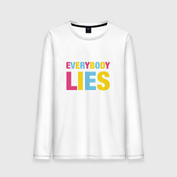 Лонгслив хлопковый мужской Everybody Lies, цвет: белый