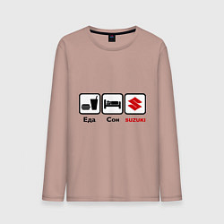 Мужской лонгслив Главное в жизни – еда, сон , suzuki