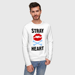 Лонгслив хлопковый мужской Stray heart, цвет: белый — фото 2