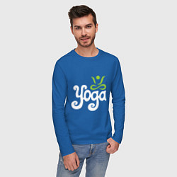 Лонгслив хлопковый мужской Yoga цвета синий — фото 2