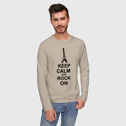 Лонгслив хлопковый мужской Keep Calm & Rock On, цвет: миндальный — фото 2