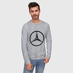 Лонгслив хлопковый мужской Mercedes-Benz logo, цвет: меланж — фото 2