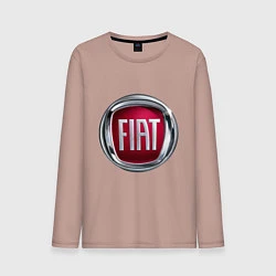 Лонгслив хлопковый мужской FIAT logo, цвет: пыльно-розовый