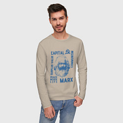 Лонгслив хлопковый мужской Marx: Capital, цвет: миндальный — фото 2