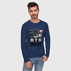 Лонгслив хлопковый мужской Slipknot Masks, цвет: тёмно-синий — фото 2