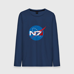 Лонгслив хлопковый мужской NASA N7, цвет: тёмно-синий