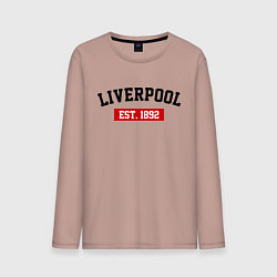 Лонгслив хлопковый мужской FC Liverpool Est. 1892, цвет: пыльно-розовый