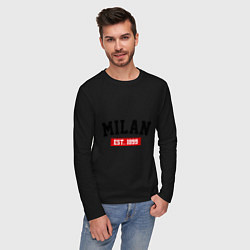 Лонгслив хлопковый мужской FC Milan Est. 1899, цвет: черный — фото 2