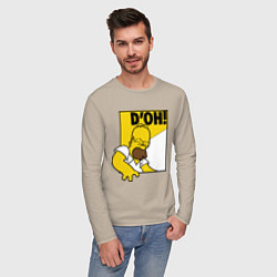 Лонгслив хлопковый мужской Homer D'OH!, цвет: миндальный — фото 2