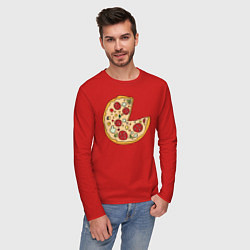 Лонгслив хлопковый мужской Пицца парная, цвет: красный — фото 2
