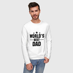 Лонгслив хлопковый мужской Worlds best DADDY, цвет: белый — фото 2