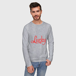 Лонгслив хлопковый мужской Lucky logo, цвет: меланж — фото 2
