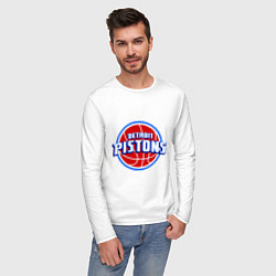Лонгслив хлопковый мужской Detroit Pistons - logo, цвет: белый — фото 2