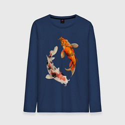 Лонгслив хлопковый мужской Инь-Ян, цвет: тёмно-синий