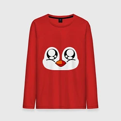 Лонгслив хлопковый мужской Морда пингвина, цвет: красный