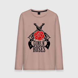 Лонгслив хлопковый мужской Guns n Roses: guns, цвет: пыльно-розовый