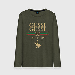 Лонгслив хлопковый мужской GUSSI GUSSI Fashion цвета меланж-хаки — фото 1