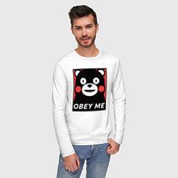 Лонгслив хлопковый мужской Kumamon: Obey Me, цвет: белый — фото 2