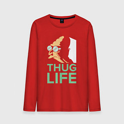 Лонгслив хлопковый мужской Zoidberg: Thug Life, цвет: красный