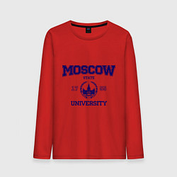 Лонгслив хлопковый мужской MGU Moscow University, цвет: красный