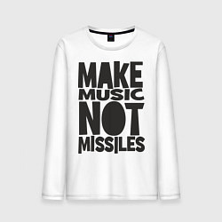 Лонгслив хлопковый мужской Make Music Not Missiles, цвет: белый