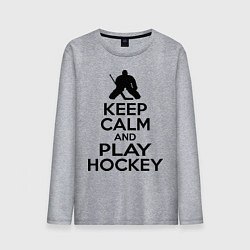 Лонгслив хлопковый мужской Keep Calm & Play Hockey, цвет: меланж