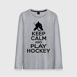 Лонгслив хлопковый мужской Keep Calm & Play Hockey, цвет: меланж