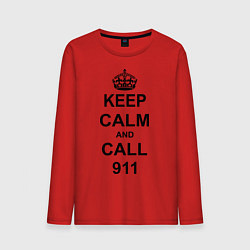 Лонгслив хлопковый мужской Keep Calm & Call 911, цвет: красный