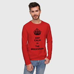 Лонгслив хлопковый мужской Keep calm Im the Bridesman, цвет: красный — фото 2