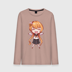 Лонгслив хлопковый мужской Милая аниме девочка, цвет: пыльно-розовый