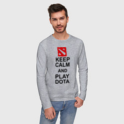 Лонгслив хлопковый мужской Keep Calm & Play Dota, цвет: меланж — фото 2