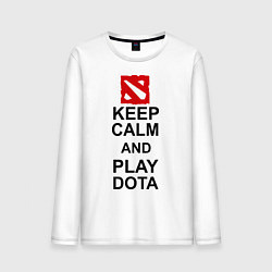 Лонгслив хлопковый мужской Keep Calm & Play Dota, цвет: белый