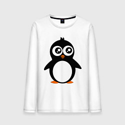 Лонгслив хлопковый мужской Милый пингвин, цвет: белый